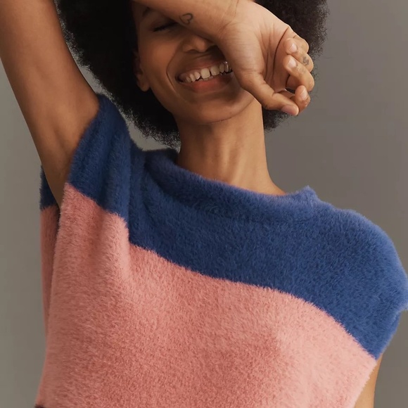 NWT Anthropologie  Maeve Colorblock Eyelash Sweater Vest  Medium - Picture 3 of 5